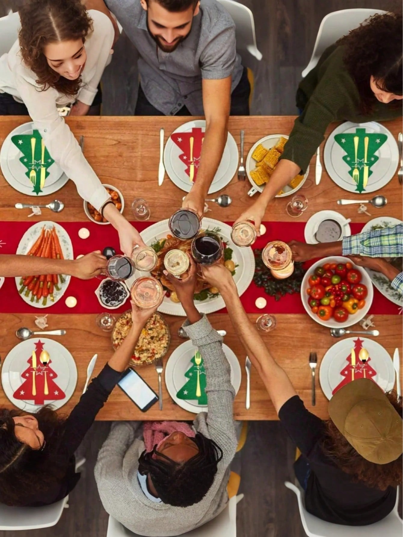 Customized Cutlery Storage Set, Personalized Cutlery Holder, Christmas Table Decorations